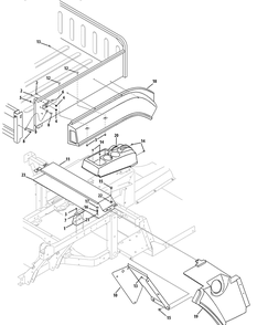 Rear Right Fender And Cargo Bed Diagram and Parts List for 46G 4X4-1I019G-Before-37AKD710 Cub Cadet Lawn Tractor Accessories